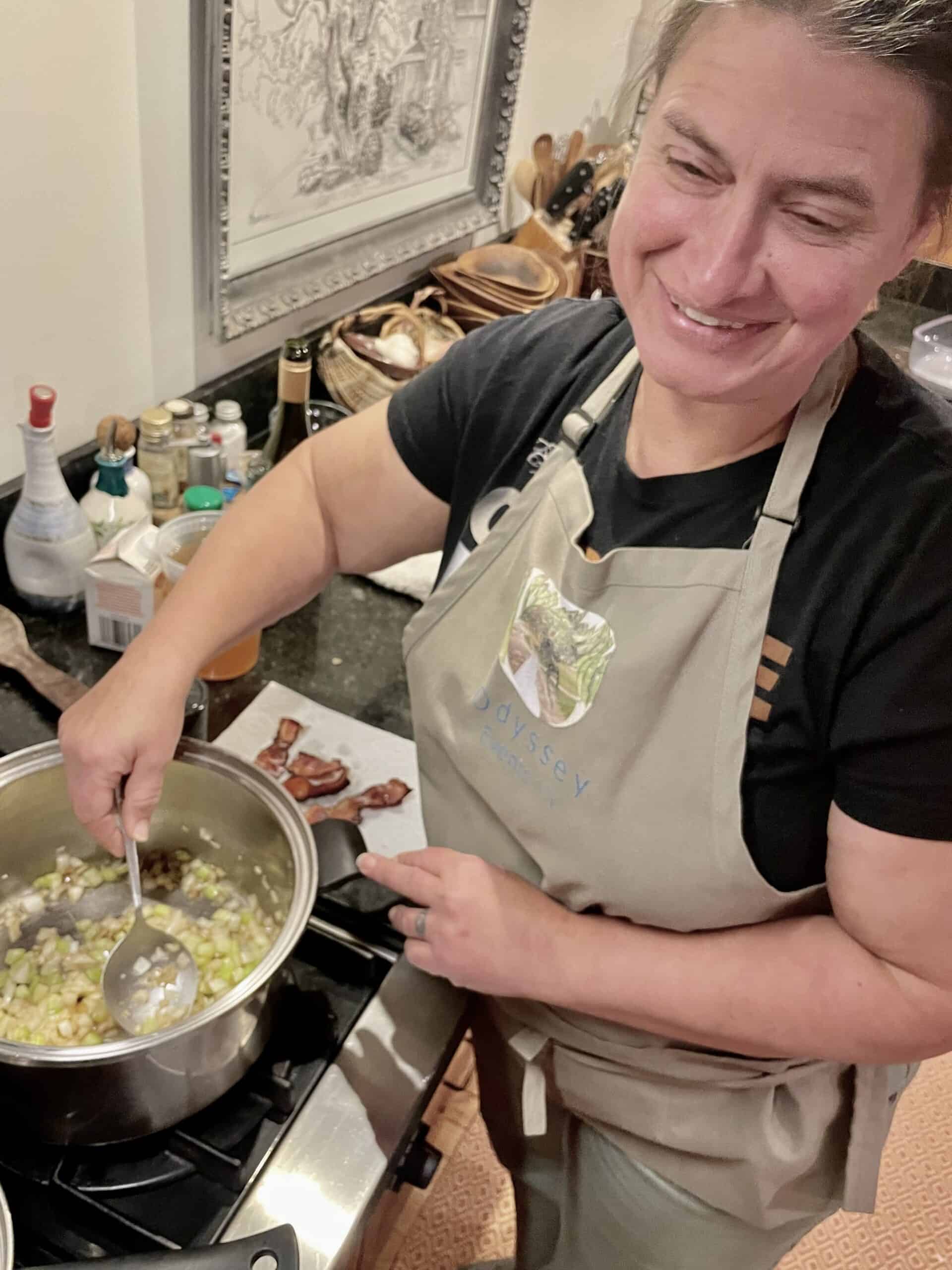 Professional chef preparing a gourmet dish for special event catering.