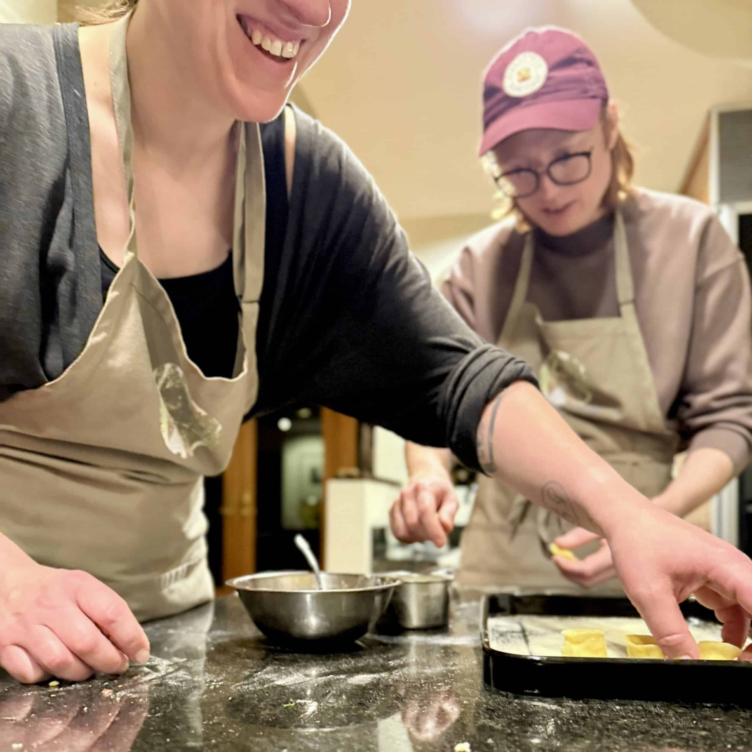 People baking chocolate treats during a cooking class at Odyssey Events.