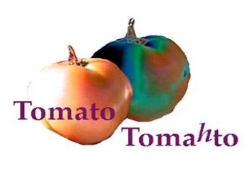 Colorful tomato and tomahto illustrations for event branding and decor.